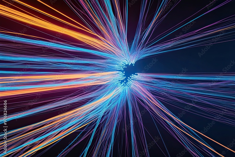 Poster dynamic abstract visualization of fiber optics and advanced quantum computing architecture