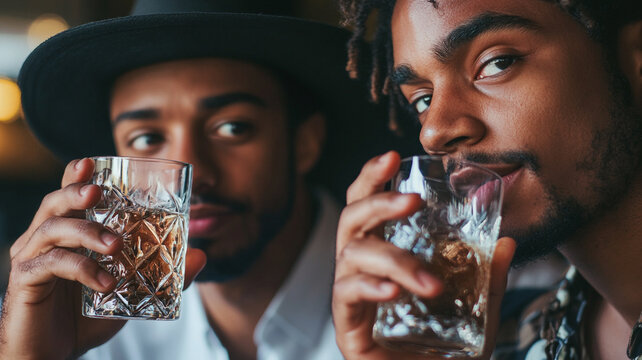 Celebrating National Vodka Day with friends at a lively bar in the evening - Powered by Adobe