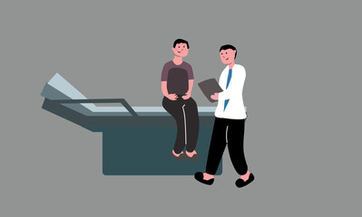 Illustration a man is consulting with a doctor