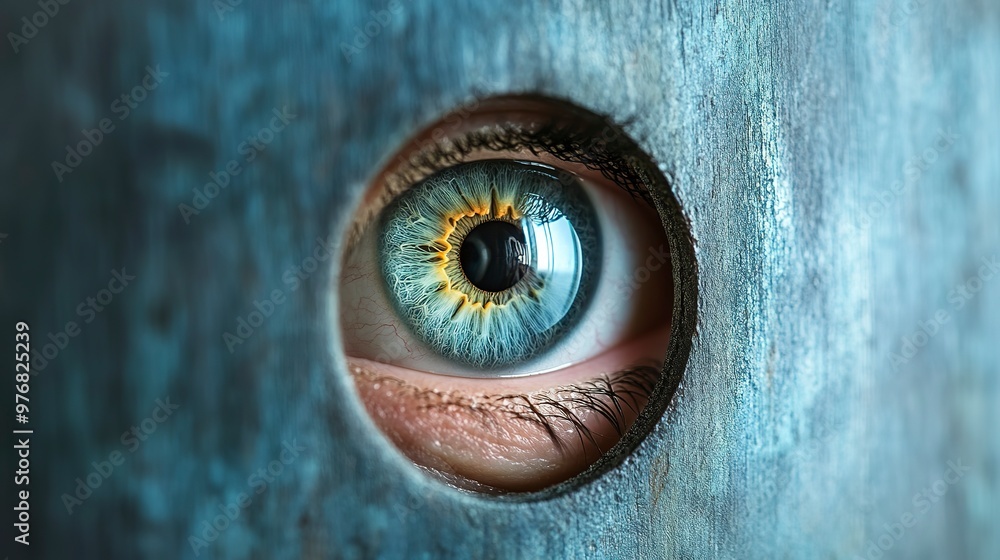 Canvas Prints Eye Looking Through Keyhole