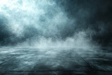 Abstract Concrete Floor with Smoke Background - Dramatic Generative AI Illustration for Designers, Copy Space