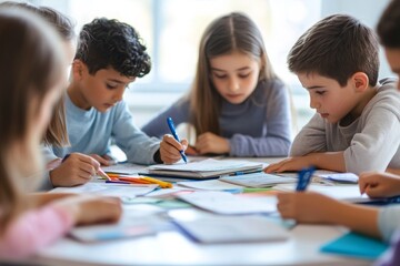 Fototapeta premium Young Students Concentrated on Their Schoolwork