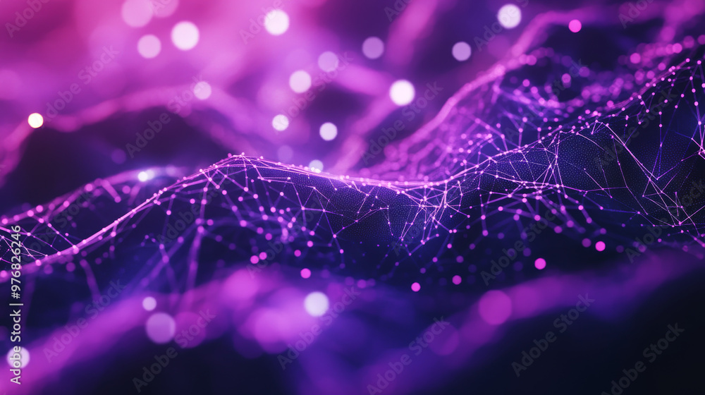 Poster abstract blue polygon tech network with connect technology background. abstract dots and lines textu