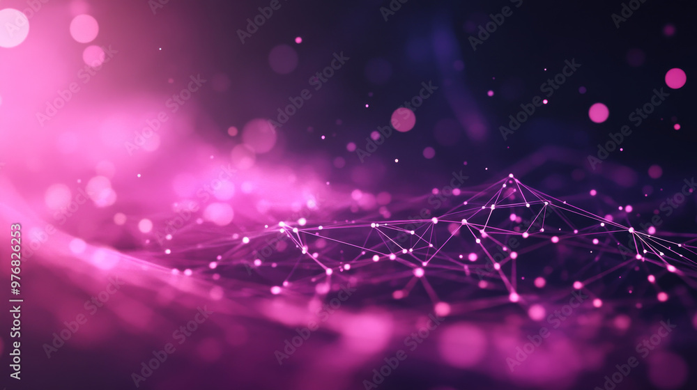 Poster abstract blue polygon tech network with connect technology background. abstract dots and lines textu