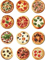 Various Pizzas with Toppings