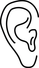 Simple Black Outline of A Human Ear