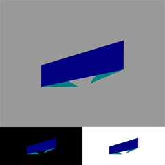 paper title label with two folds at the end in full color style illustration for icon or logo