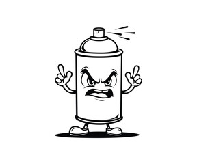 Cartoon angry spray can vector