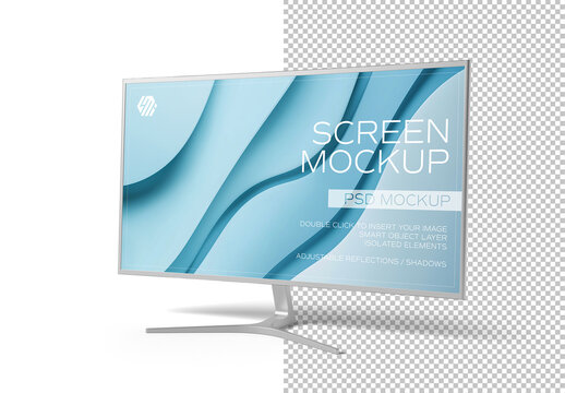 Smart Television Screen Isolated On White Backgroud Mockup