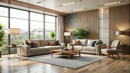 Modern living room with sleek furniture and neutral colors, modern, living room, sleek, furniture, neutral colors, contemporary