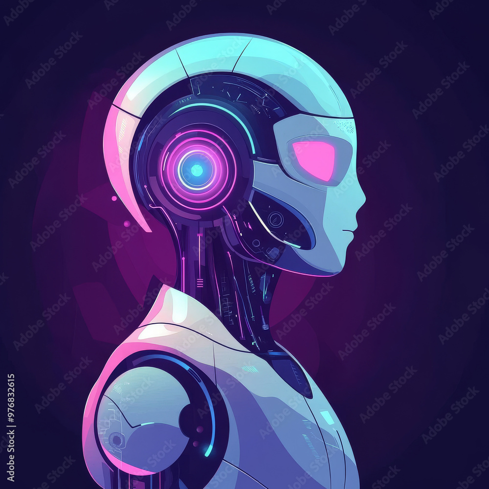 Poster background concept of ai learning and artificial intelligence featuring an assistant robot, machine 