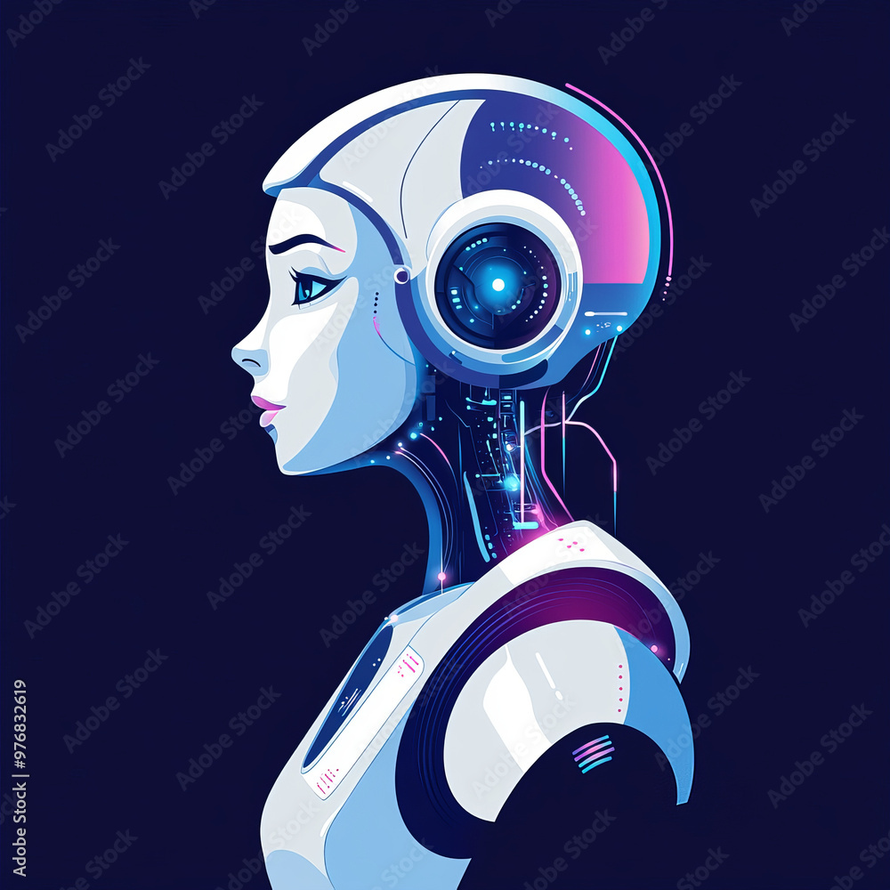 Poster background concept of ai learning and artificial intelligence featuring an assistant robot, machine 