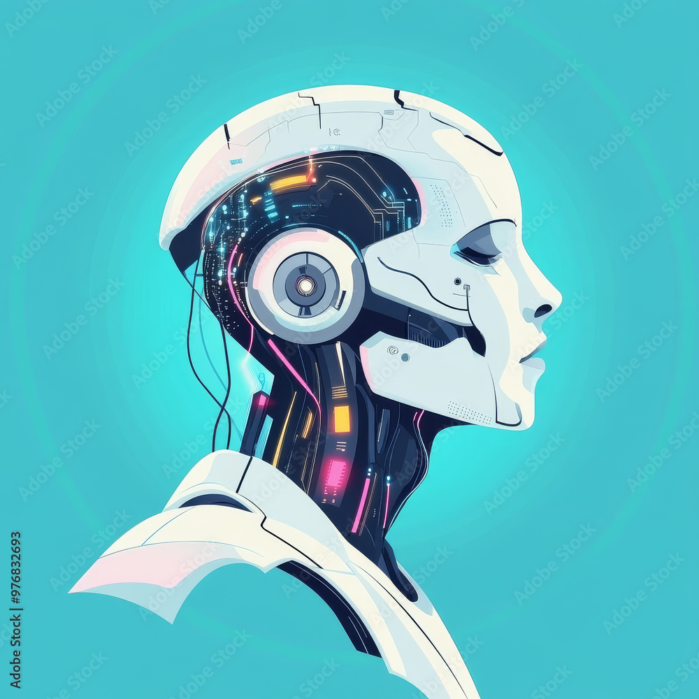 Poster background concept of ai learning and artificial intelligence featuring an assistant robot, machine 