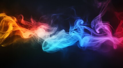 Abstract colorful smoke swirls on a black background.