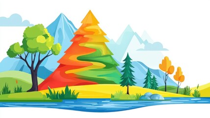 Evolutionary element flat design, front view, adaptation theme, water color, Triadic Color Scheme