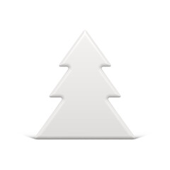 Minimalist slim luxury white Christmas tree curved triangle decorative design isometric vector illustration. Expensive Xmas spruce realistic bauble festive winter holiday celebrating isolated