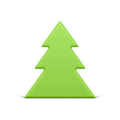 Minimalist slim luxury green Christmas tree curved triangle decorative design isometric vector illustration. Expensive Xmas spruce realistic bauble festive winter holiday celebrating isolated