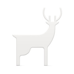 Minimalist traditional white horned deer three dimensional realistic vector illustration. Glossy Christmas decorative design template isolated on white. Luxury New Year Christmas animal toy mockup