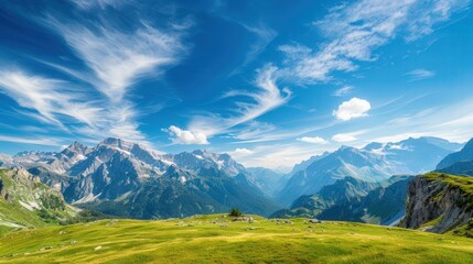 Obraz premium Serene Mountain Vista with Open Sky for Personal Messages, tranquil peaks, expansive views, inviting blank space, perfect for heartfelt notes and memories