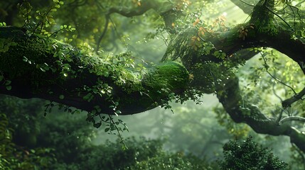 A quiet oak perch covered by lush foliage and organic parts