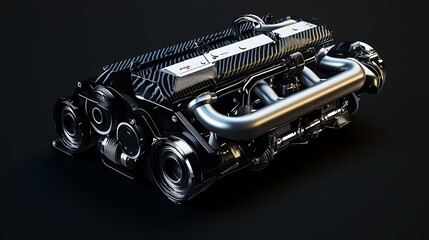Obraz premium Powerful Car Engine with Carbon Fiber Cover