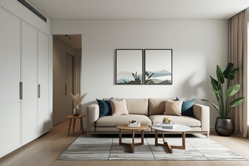 Minimalist 3D Rendering of a Serene Apartment Interior