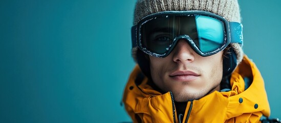 Close-up Portrait of a Young Man in Ski Goggles