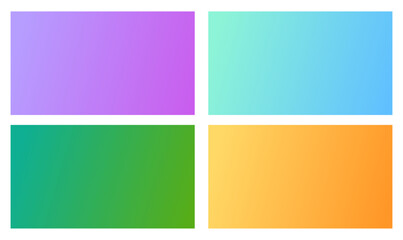 Fototapeta premium Smooth gradient background set for web and social media. Beautiful bright vector wallpaper collection. Purple, blue, green, orange