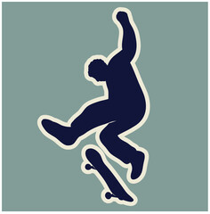 vector silhouettes of skateboarder, black color isolated