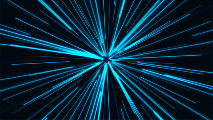Blue neon shiny rays abstract glowing background. Futuristic vector design