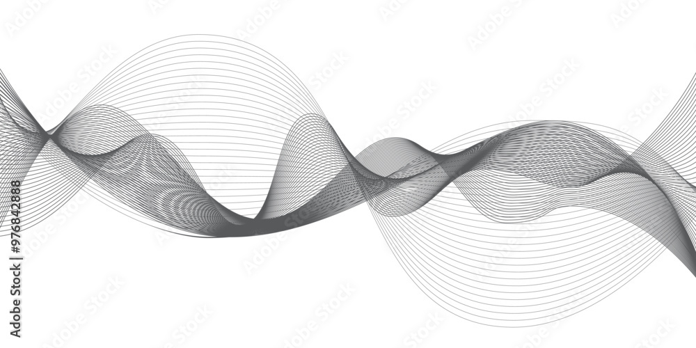 Poster black abstract waves background on white. dark grid curves lines vector illustration. digital swirl 