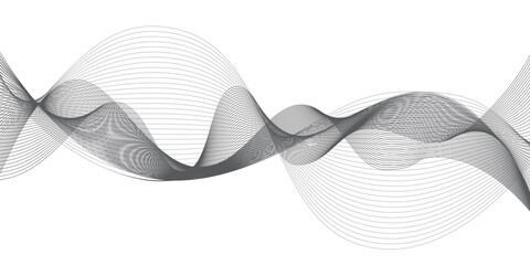 Black abstract waves background on white. Dark grid curves lines vector illustration. Digital swirl pattern. Elegant modern fashion design element. Science technology and ai concept.