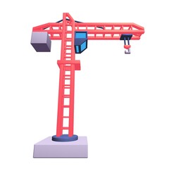 Construction crane tower. Building industrial concept. 3d render illustration.