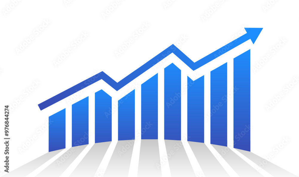 Aufkleber graph with increase report. business concept. diagram with rise and gain progress. vector
