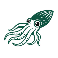 Cuttlefish cartoon fish vector illustration.