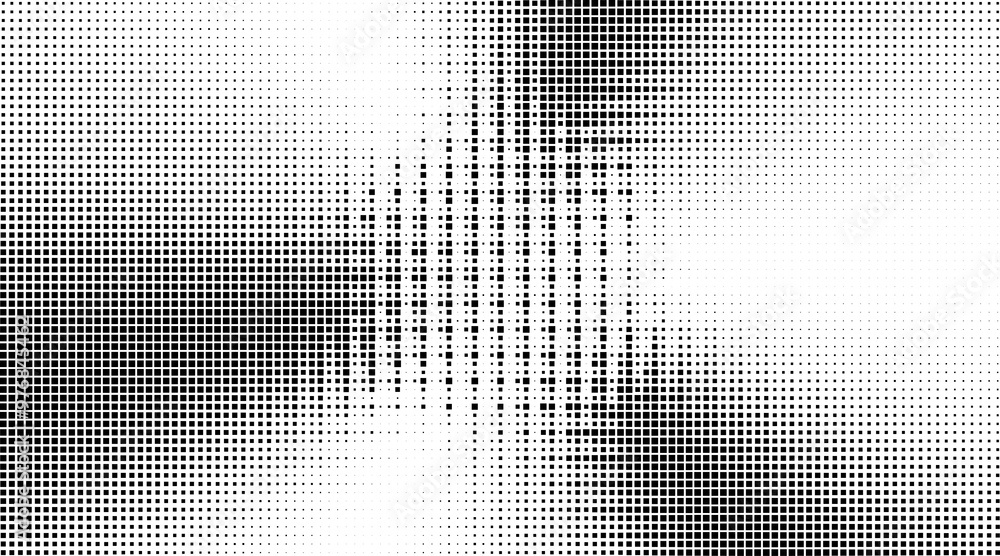 Aufkleber Monochrome gradient halftone dots background. Overlay png illustration. Abstract grunge dots on transparent background