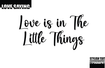 Modern Stylish Typography Text Inspirational Love Quote Love is in the Little Things