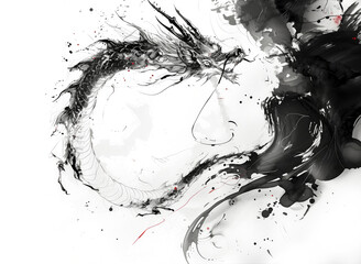 Chinese ink painting, dragon