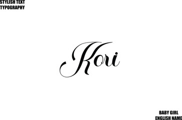Kori Female Name - in Stylish Cursive Typography Text