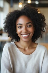 Fototapeta premium Woman with Afro Smiling
