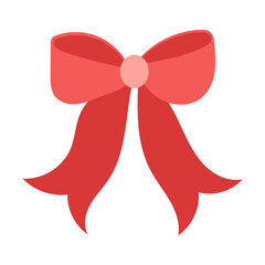 A red ribbon with a white background. It is a bow