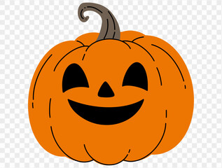 Halloween pumpkin hand draw paint brush style isolated on png or transparent texture,Halloween party background ,element template for poster, brochures, online advertising, vector illustration 