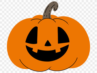 Halloween pumpkin hand draw paint brush style isolated on png or transparent texture,Halloween party background ,element template for poster, brochures, online advertising, vector illustration 
