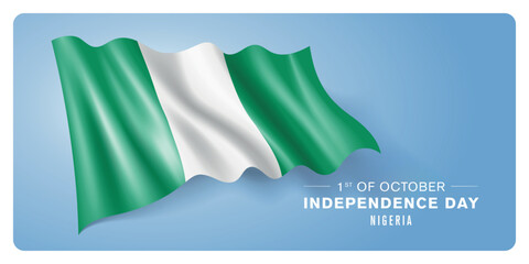 Nigeria independence day vector banner, greeting card