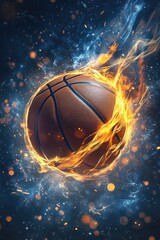 Basketball Ball with Fire Trail