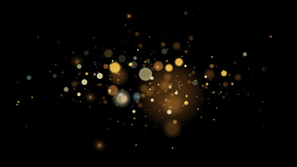 The dust sparks and golden stars shine with special light. Vector sparkles on a transparent background. . Stock royalty free vector illustration. PNG	
