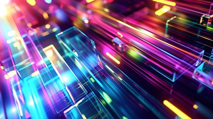 Fototapeta premium Neon Lights: A vibrant neon lights background with glowing colors, adding a futuristic and energetic vibe for tech gadgets. 