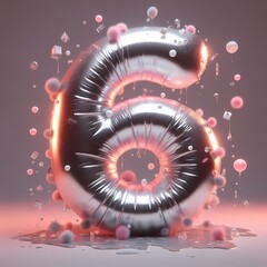 3d number 6. 6 made from balloons