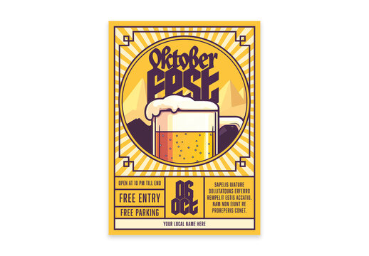 Yellow Style Oktoberfest AI Illustration Poster