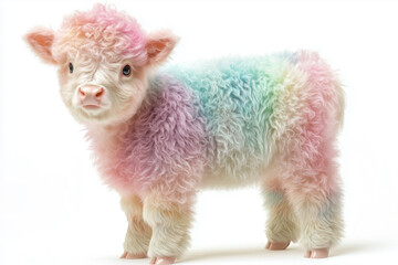 Fototapeta premium Colorful micro cow with rainbow fur